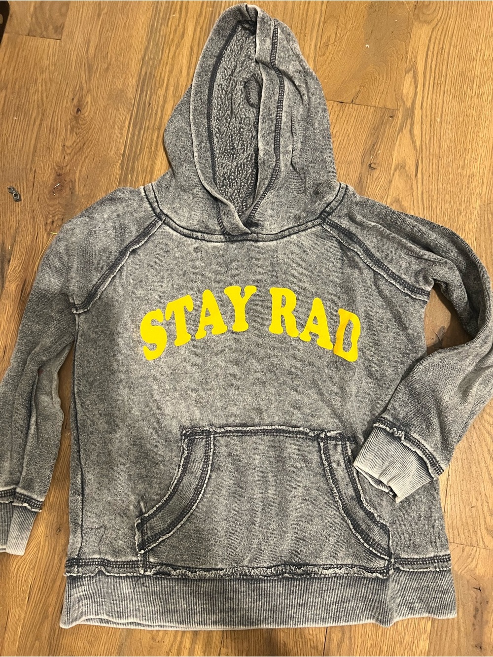 Vintage Havana Gray Hoodie with Yellow 'STAY RAD' Graphic